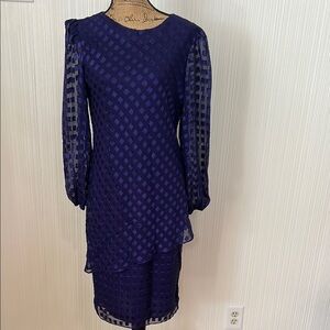 Vintage Patra Long Sleeve Geometric Purple Dress